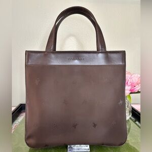 Burberry Dark Brown with Leather Accents Handbag